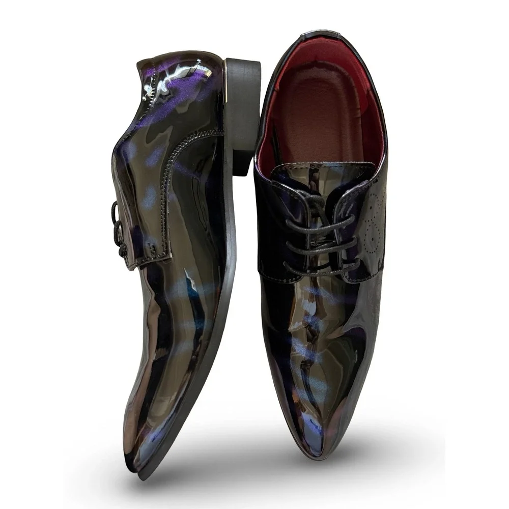 Blue Purple Iridescent Patent Leather Oxford Dress Shoes Mens Sz 9 Formal